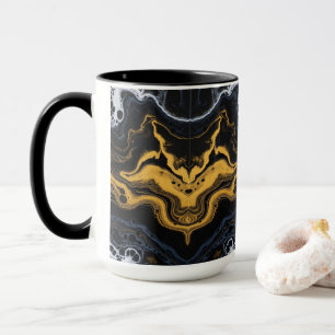 Caneca Abstrato de café de luxo - Preto, Dourado e Branco