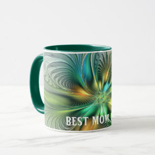 Caneca Abstrato de Fantasia Colorido Flor Fractal Melhor 