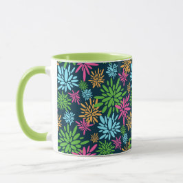 Caneca Abstrato de Flores de Fogo Coloridas