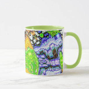 Caneca Abstrato de fluido azul, amarelo e verde