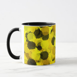 Caneca Abstrato de girassol contemporâneo Pontos Amarelos