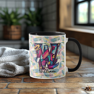 Caneca Abstrato de Greve Monograma Mug - W para William