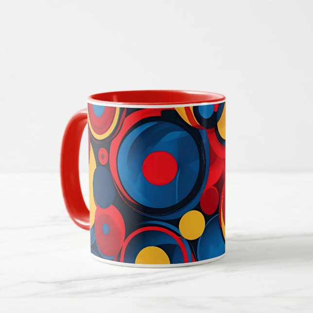Caneca Abstrato de humor 60s brilhante (Frente Esquerda)