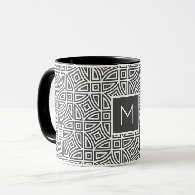 Caneca Abstrato de monograma personalizado (Frente Esquerda)