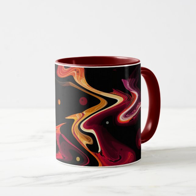 Caneca Abstrato de pintura com gravidade zero em laranja  (Frente Esquerda)