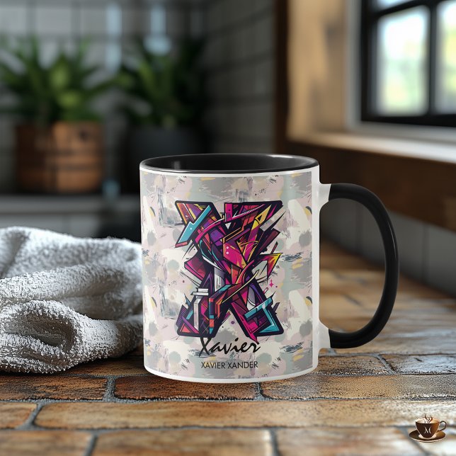 Caneca Abstrato Dinâmico Monograma - X para Xavier (Criador carregado)