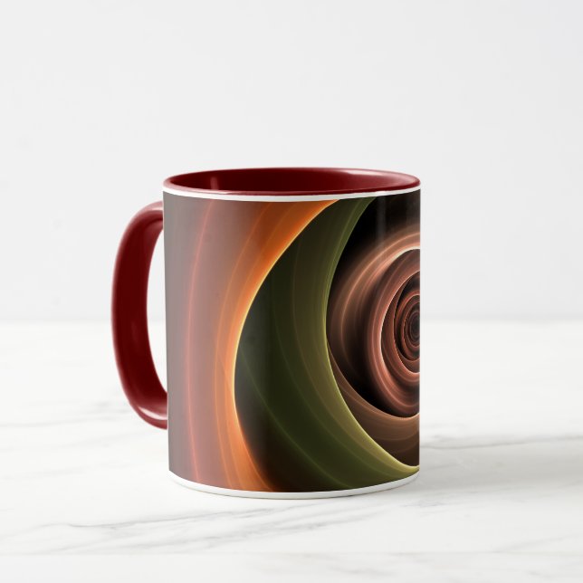 Caneca abstrato espiral 3D Cores quentes quentes Arte Fra (Frente Esquerda)