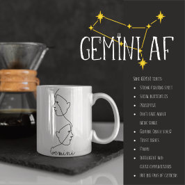 Caneca Abstrato Face de Linha de Perfil Art Gemini Sinal