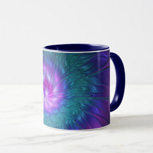 Caneca Abstrato Floral Beauty Fractal Colorida Flor