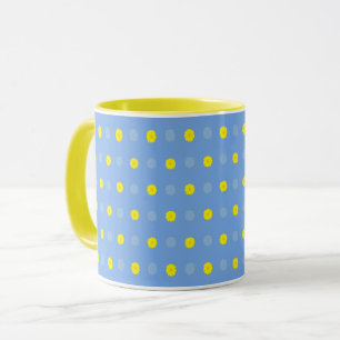 Caneca Abstrato Floral de Gerberas Amarelo no Azul Bebê