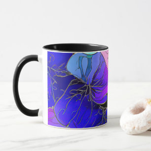Caneca Abstrato floral em vidro manchado