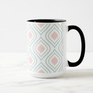 Caneca Abstrato geométrica, azul, rosa e esbranquiçada