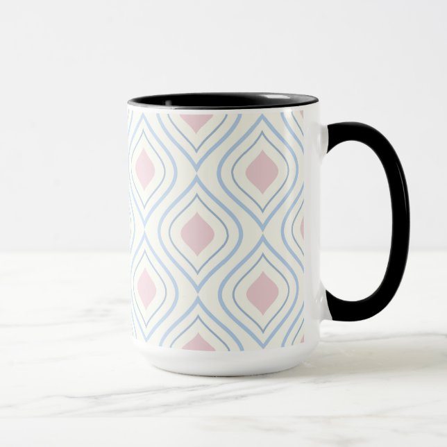 Caneca Abstrato geométrica, azul, rosa e esbranquiçada (Direita)