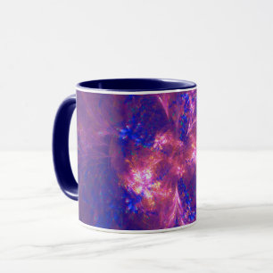 Caneca Abstrato Luz De Flor Roxo E Padrões Azuis Misturad