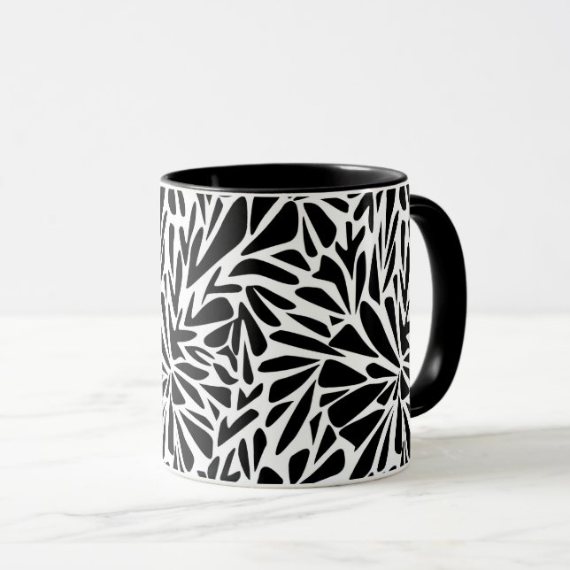 Caneca Abstrato moderno contínuo monocromático flo (Frente Esquerda)
