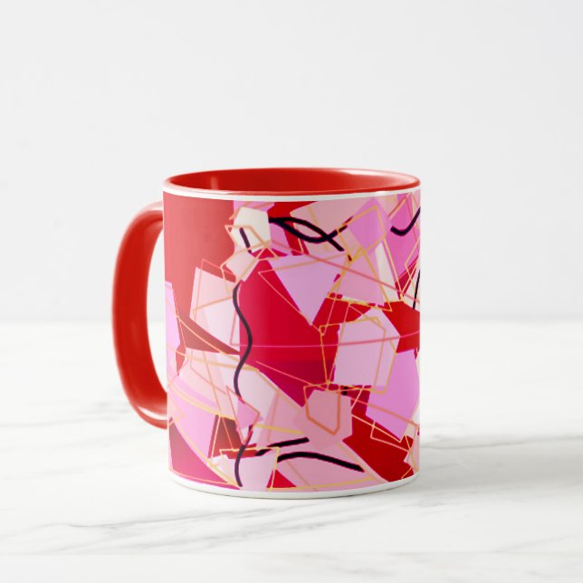 Caneca Abstrato moderno do século médio, vermelho escuro  (Frente Esquerda)