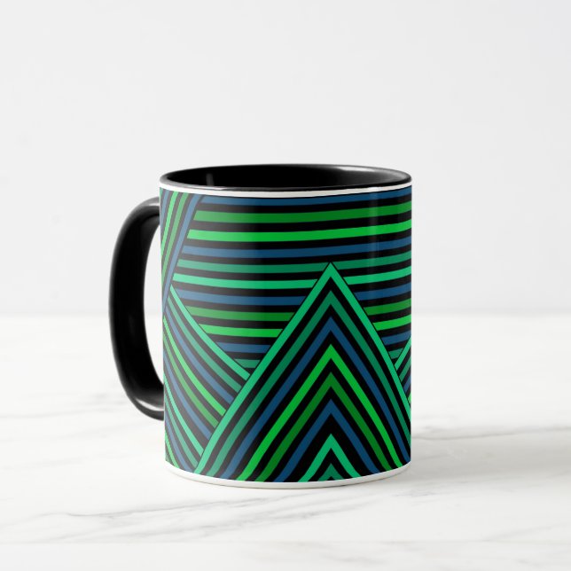 Caneca Abstrato moderno riscado riscas riscado listras az (Frente Esquerda)