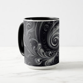 Caneca Abstrato Moderno Simples Redemoinho Preto e Branco