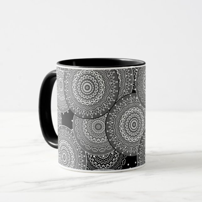 Caneca Abstrato modernos círculos geométricos em forma de (Frente Esquerda)