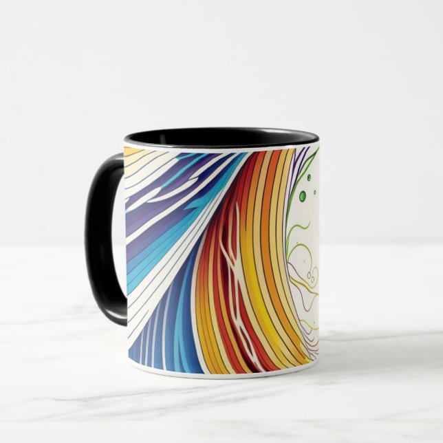 Caneca Abstrato Mug com Linhas onduladas (Frente Esquerda)