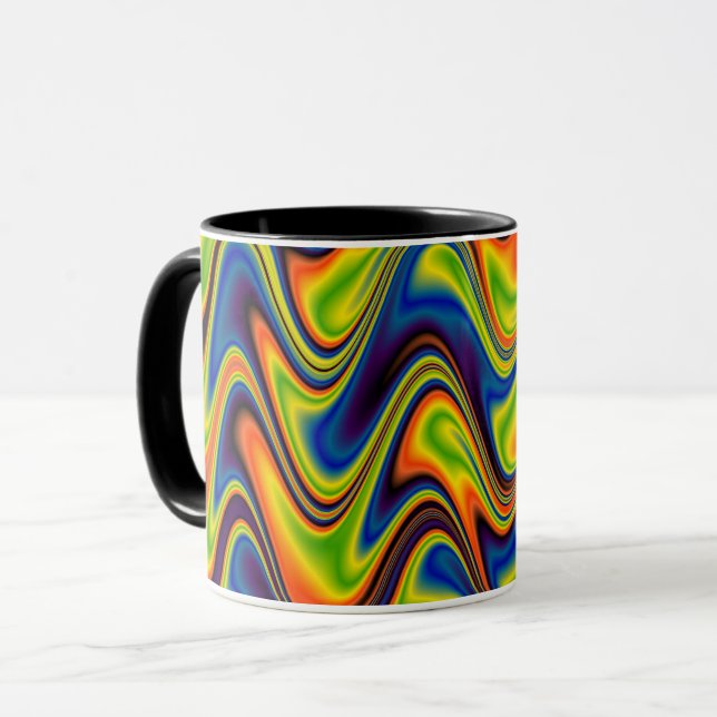 Caneca Abstrato Multicolor Ondulado (Frente Esquerda)