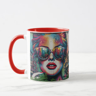 Caneca Abstrato nos óculos escuros e arte personalizada
