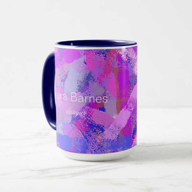 Caneca Abstrato pincel trava violeta rosa (Frente Esquerda)