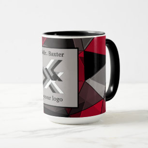 Caneca Abstrato, preto e vermelho, monograma, logotipo