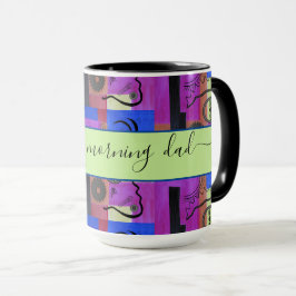 Caneca Abstrato preto para Pai brilhante 15oz
