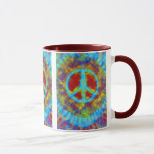 Caneca Abstrato Psicodélico - Sinal de Paz Tie-Dye