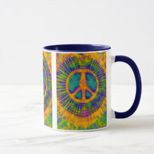Caneca Abstrato Psicodélico - Sinal de Paz Tie-Dye