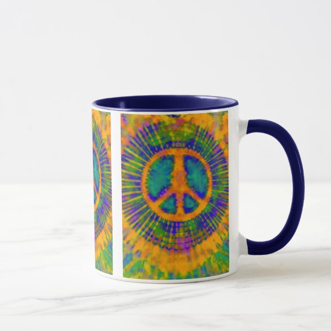 Caneca Abstrato Psicodélico - Sinal de Paz Tie-Dye (Direita)