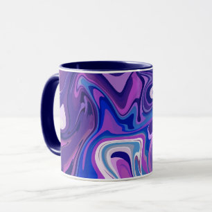 Caneca Abstrato púrpura e Design de espiral azul