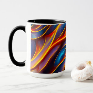 Caneca Abstrato Swirl Blue Red Flames