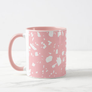 Caneca Abstrato Terrazzo Branco Cor-de-rosa-pintado
