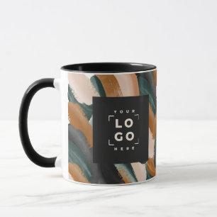 Caneca Abstrato verde-ferrugem preto pintado de forma mín