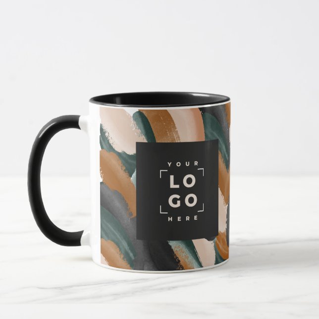 Caneca Abstrato verde-ferrugem preto pintado de forma mín (Esquerda)