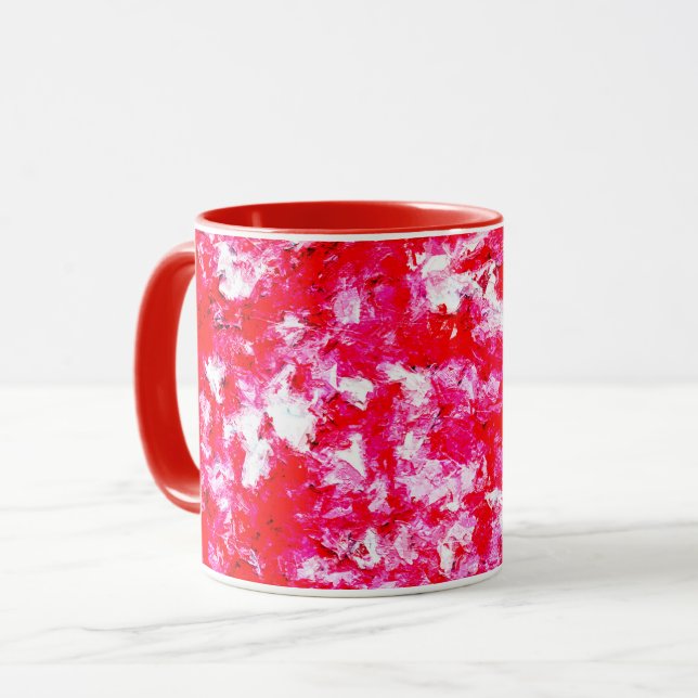 Caneca Abstrato Vermelho e Rosa (Frente Esquerda)