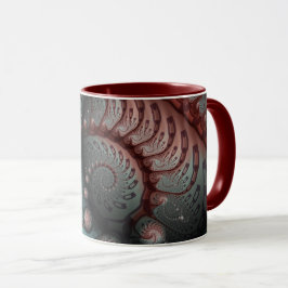 Caneca Abstrato Vivid Fantasy Fractal Art Brown Blue