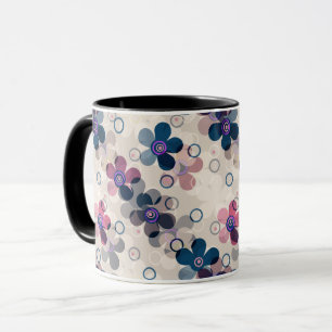 Caneca Abstratos bonitinhos flores de desenho floral retr
