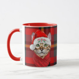 Caneca Abyssinian Cat Lover Red Xadrez Natal