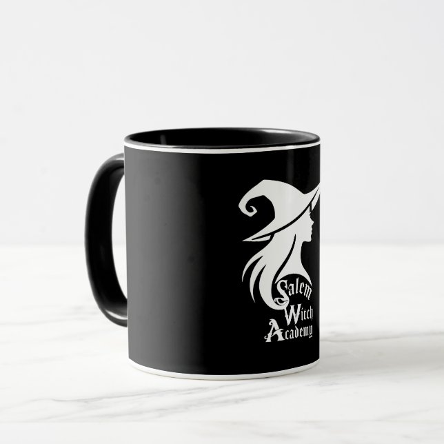 Caneca Academia de Bruxas de Salem Halloween Wicca Bruxas (Frente Esquerda)