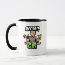 Academia ou Gin Humor de Desenho Animado de Treino
