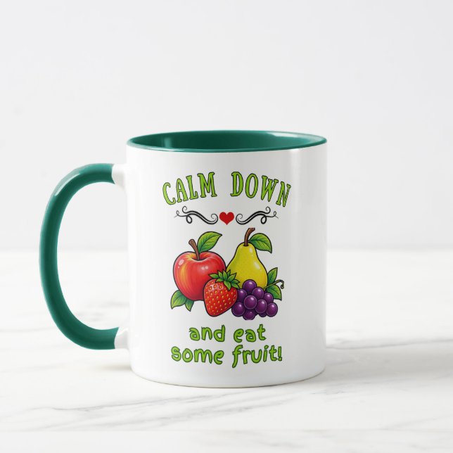 Caneca Acalme-se e Coma Algumas Frutas (Esquerda)