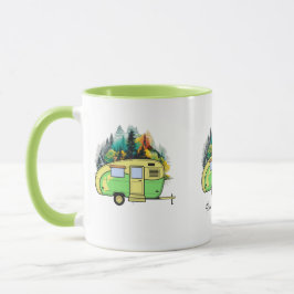 Caneca Acampamento, caravana, floresta, lugar feliz