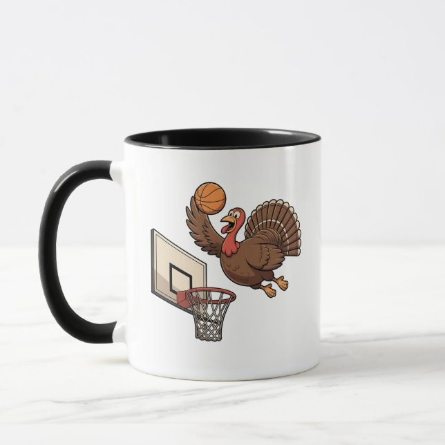 Caneca Ação de Graças à Turquia Dunking Basball Engraçado (Esquerda)