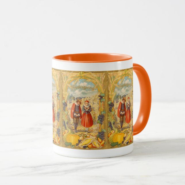 Caneca Ação de Graças Grata Peregrinos Mug (Frente Esquerda)