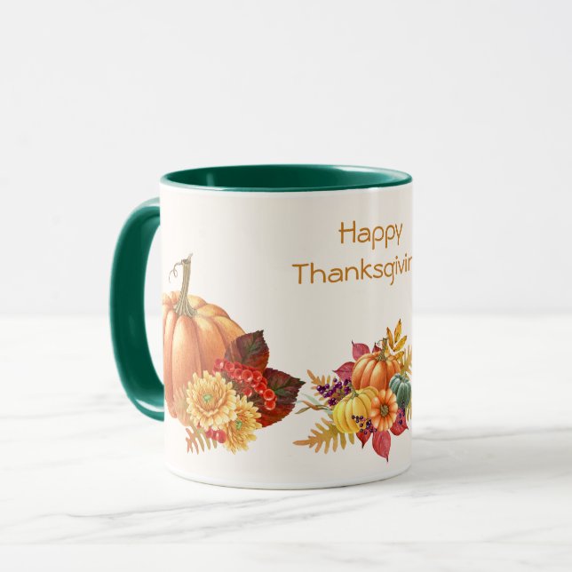 Caneca Ação de Graças Pumpkins Mug (Frente Esquerda)