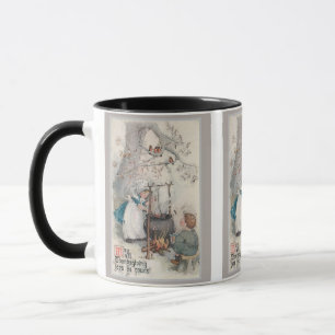 Caneca Ação de Graças Vintage Crianças Cozinhando Fora