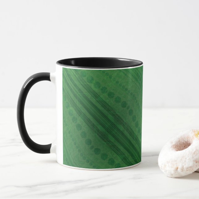 Caneca Aceitação | Padrão de Boho Eclético Verde (Com Donut)